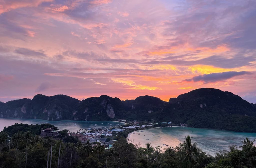 Sunset over koh phi phi island, thailand.