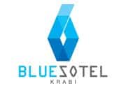 Logo of BluSotel Krabi featuring a stylized blue geometric design above the text "BLUESOTEL KRABI", capturing the serene essence of Thailand.